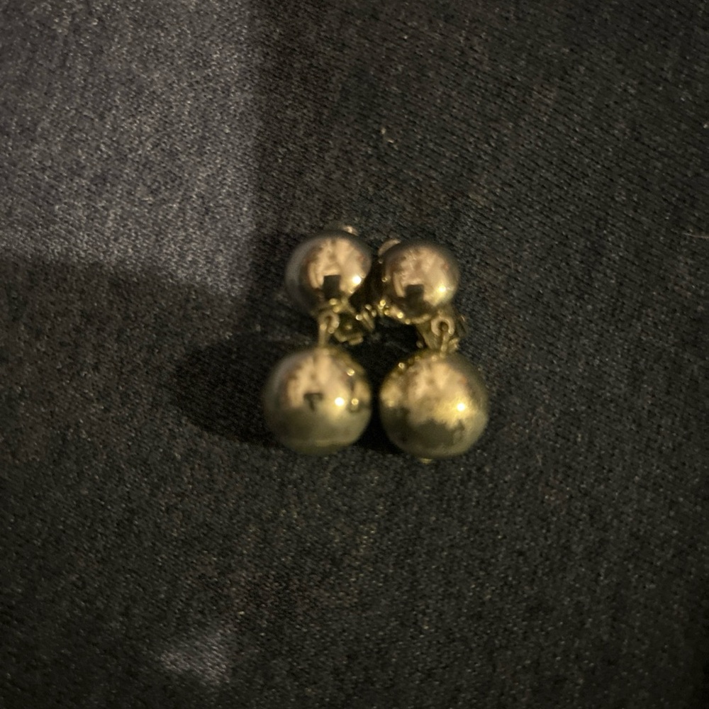 Silver Tone Double Ball Drop Earrings Clip on earrings- Women Jewelry